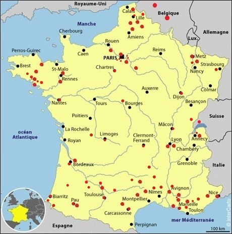 Carte de nos interventions